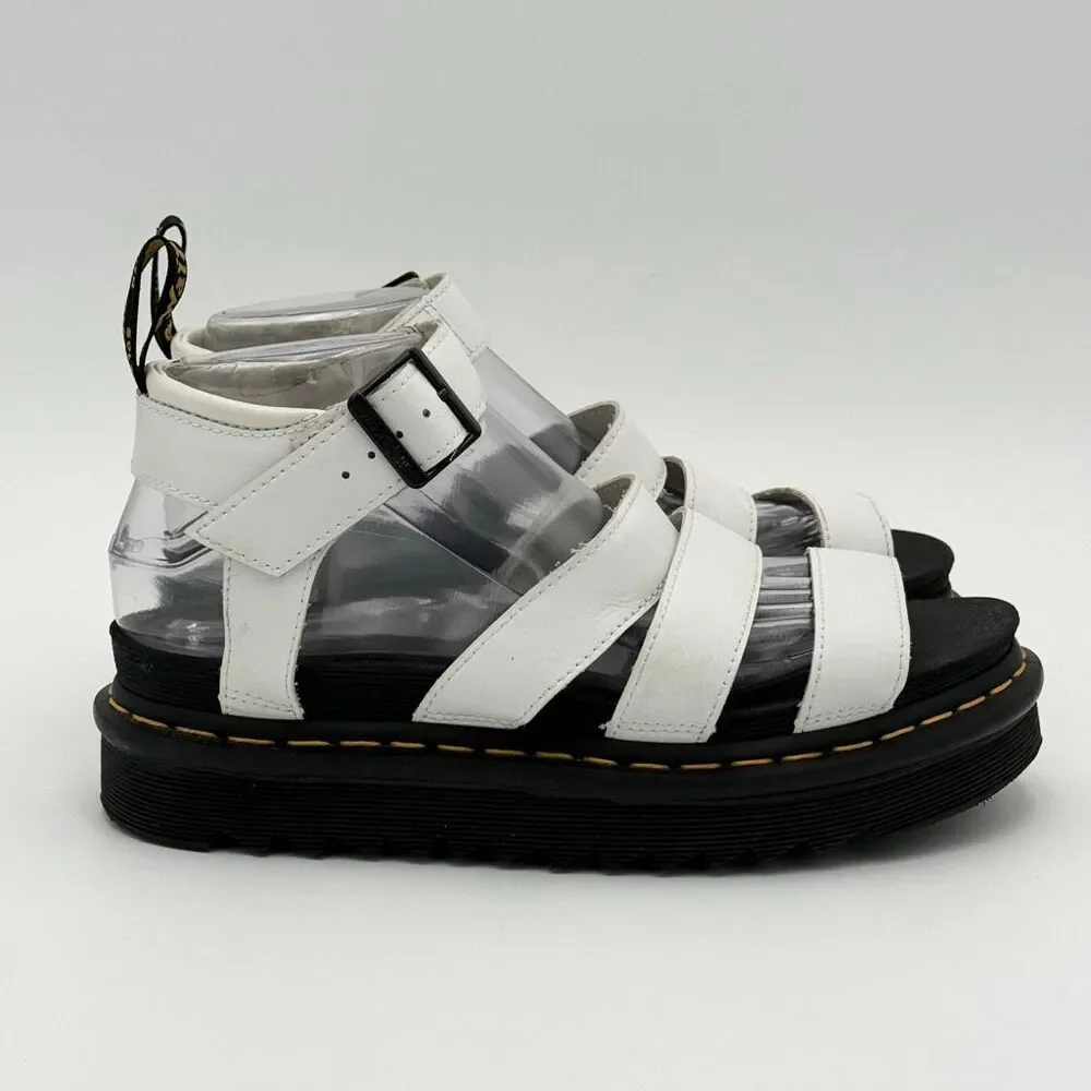 Dr. Martens Blaire White Leather Multi Strap Ankle Sandals - US Women’s 8 / EU 3